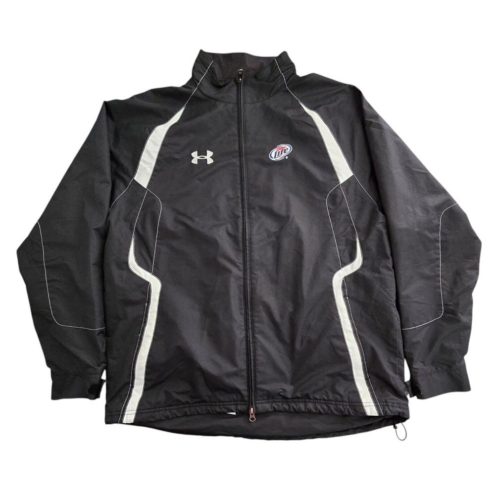 Miller Lite Logo Jacket Under Armour Mesh-lined‎ Raincoat  w/ butt flap Mens XL